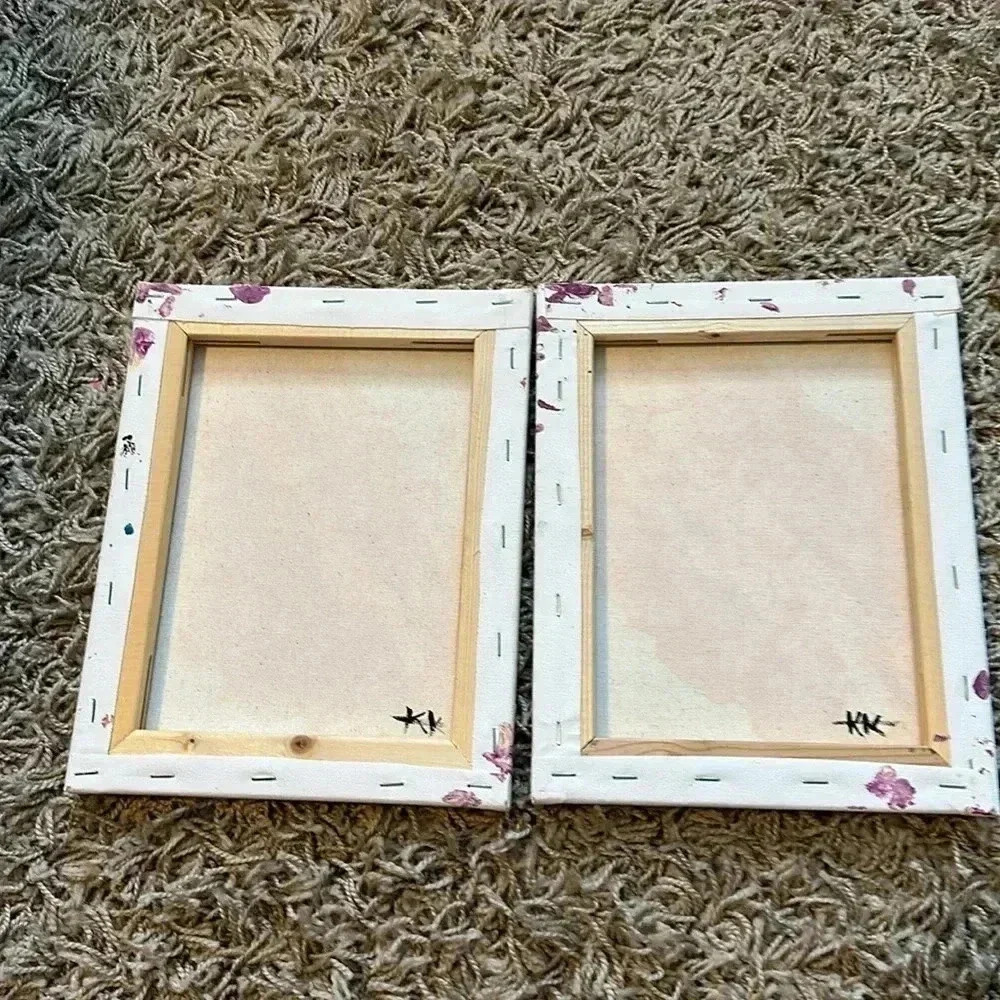 Handmade Two 8x10 Wall Art Purple and Yellow Branch Design Wall Art - Picture 3 of 4